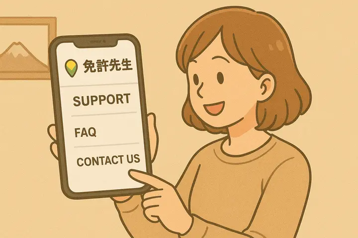 📞 免許先生 — Menkyo Sensei – Support