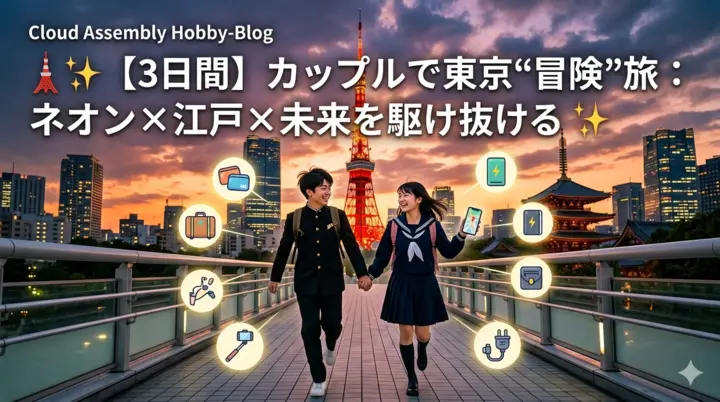 🗼✨【3日間】カップルで東京“冒険”旅：ネオン×江戸×未来を駆け抜ける